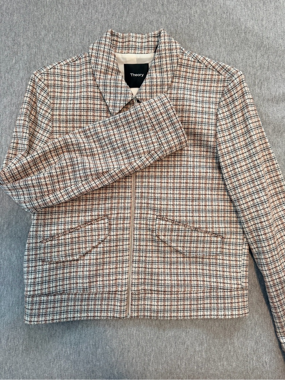 Theory Plaid Bomber Style Jacket - Plaid - Picture 2 of 8